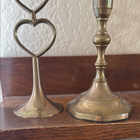 Vintage Elegant Brass Heart Candlestick & Candlestick Holder - Picture 3 of 5